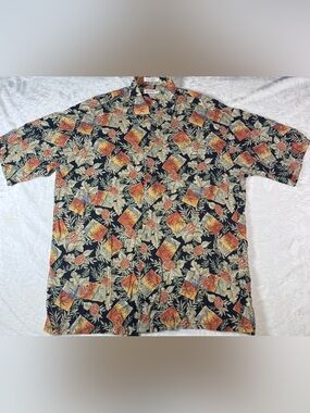 Vintage Pierre Cardin L Rayon Hawaiian Pineapple Tropical Aloha Shirt